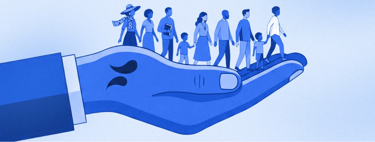 Community illustration - people working together